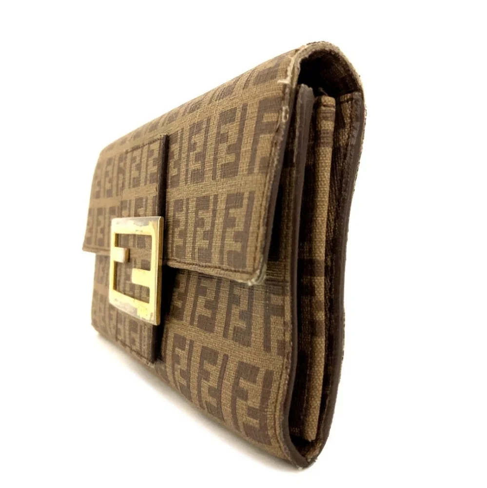 FENDI FF Brown & Gold Zucchino Long  Wallet (VERY GOOD)✨️🖤✨️ - Picture 2 of 8
